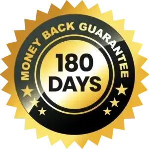 Vision Hero 180-day money-back guarantee badge